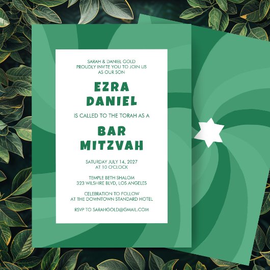 Invitation Étoile de tournage moderne de David Bat mitzvah de