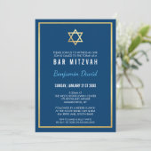 Invitation ETOILE D'OR DAVID bar mitzvah moderne simple bleu (Debout devant)