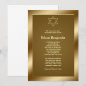 Invitation Étoile d'or de David Bar Mitzvah (Devant / Derrière)