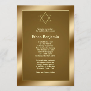 Invitation Étoile d'or de David Bar Mitzvah