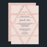 Invitation étoile d'or rose blush rose nom hébreu Bat mitzvah<br><div class="desc">Élégant arrière - plan rose vif avec une fausse parties scintillant rose en or Star de David avec Bat mitzvah de nom hébreu. Une invitation simple et chic.</div>