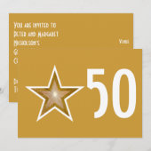 Invitation étoile dorée '50' anniversaire (Devant / Derrière)