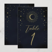 Invitation Étoile dorée Nuit Celeste Table numéro de coup de  (Devant / Derrière)
