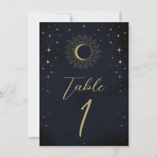 Invitation Étoile dorée Nuit Celeste Table numéro de coup de  (Devant)