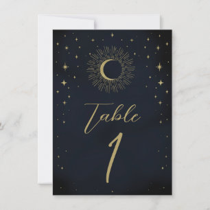 Invitation Étoile dorée Nuit Celeste Table numéro de coup de