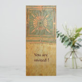 Invitation ÉTOILE DU MATIN, antique jaune marron vert (Debout devant)