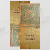 Invitation ÉTOILE DU MATIN, antique jaune marron vert (Devant / Derrière)