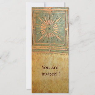 Invitation ÉTOILE DU MATIN, antique jaune marron vert