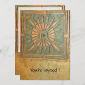 Invitation ÉTOILE DU MATIN , antique jaune vert,blanc (Devant / Derrière)