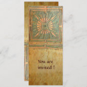 Invitation ÉTOILE DU MATIN, antique vert jaune brun (Devant / Derrière)