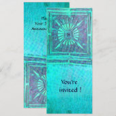 Invitation ÉTOILE DU MATIN, bleu clair sarcelle, blanc (Devant / Derrière)