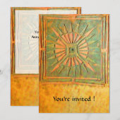 Invitation ÉTOILE DU MATIN, jaune vert antique, blanc (Devant / Derrière)