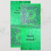 Invitation ÉTOILE DU MATIN  MONOGRAMME , vert clair brillant (Devant / Derrière)