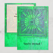 Invitation ÉTOILE DU MATIN  MONOGRAMME , vert clair brillant (Devant / Derrière)