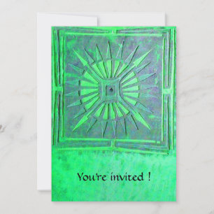Invitation ÉTOILE DU MATIN MONOGRAMME , vert clair brillant