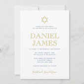 Invitation Étoile élégante de David Bar Mitzvah-Navy Gold (Devant)