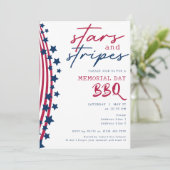 Invitation Étoile et rayures Fête du drapeau américain BBQ Me (Debout devant)