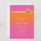 Invitation Étoile et ruban orange ombre bat mitzvah (Devant)