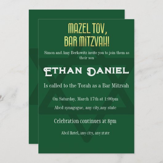 Invitation Étoile honorée (Devant / Derrière)