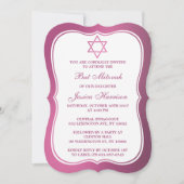 Invitation Étoile Juive Rose Metallic De David Bat mitzvah (Devant)
