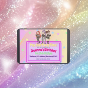 Invitation Étoile KPOP Fête Anniversaire