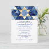Invitation Etoile moderne de David Blue Gold Bar Mitzvah Hébr (Debout devant)