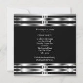 Invitation Étoile noire d'argent de David Bar Mitzvah (Dos)