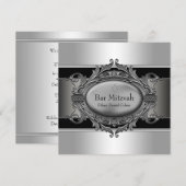 Invitation Étoile noire d'argent de David Bar Mitzvah (Devant / Derrière)