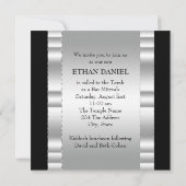 Invitation Étoile noire d'argent de David Bar Mitzvah (Dos)