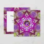 INVITATION ETOILE ROSE ABSTRAITE  MONOGRAMME AMÉTHYSTE VIOLET (Devant / Derrière)