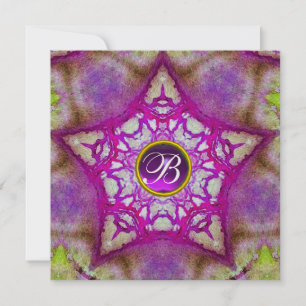 INVITATION ETOILE ROSE ABSTRAITE MONOGRAMME AMÉTHYSTE VIOLET