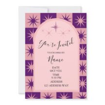 Invitation étoile rose et violette