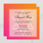 Invitation Étoile rose orange de David Carré Bat mitzvah (Devant / Derrière)