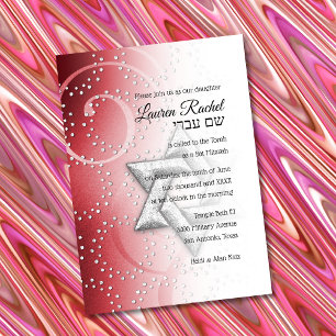 Invitation Étoile rouge bat mitzvah de David