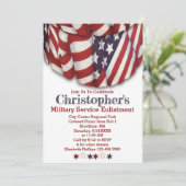 Invitation Étoile rouge blanche et bleue de service d'enrôlem (Debout devant)