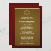 Invitation Étoile rouge de David Bar Mitzvah (Devant / Derrière)