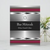 Invitation Étoile rouge noire de David Bar Mitzvah (Debout devant)