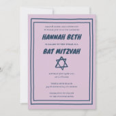 Invitation Étoile simple de David Custom B'nai Bat Bar Mitzva (Devant)