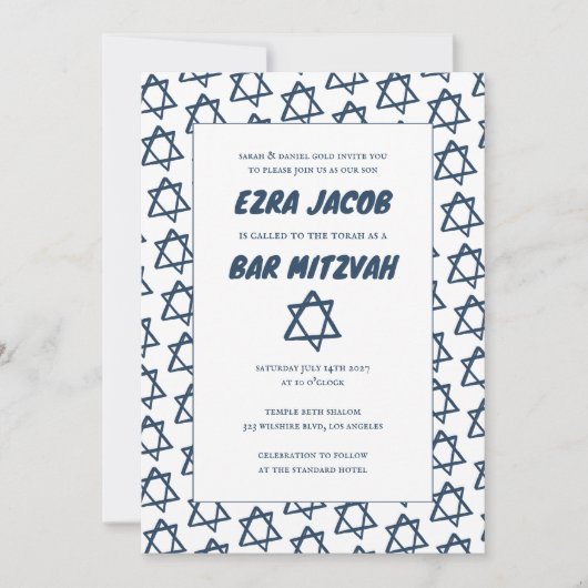 Invitation Étoile simple de David Custom B'nai Bat Bar Mitzva (Devant)
