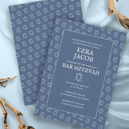 Invitation Étoile simple de David Custom B'nai Bat Bar Mitzva