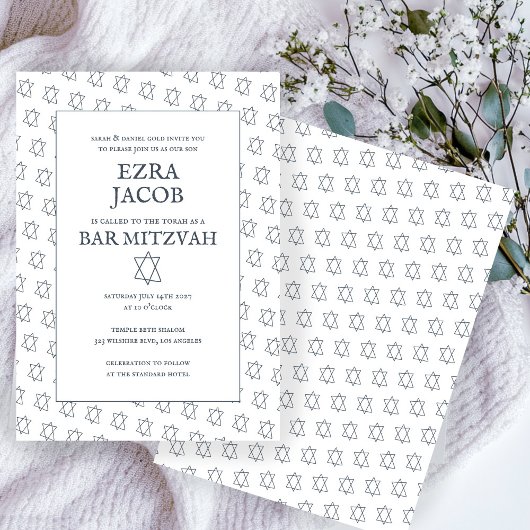 Invitation Étoile simple de David Custom B'nai Bat Bar Mitzva