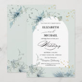 Invitation Étoile Soleil Lune Dorée Céleste Mariage (Devant / Derrière)