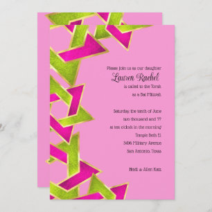 Invitation Étoile verte rose bat mitzvah de David Invitat
