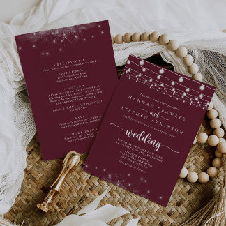 Invitation Étoiles à cordes Bourgogne Mariage avant et arrièr