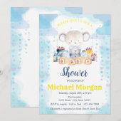 Invitation Étoiles, Baby Bear Présente une Baby Shower (Devant / Derrière)