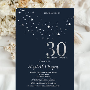 Invitation Étoiles Blanches Simples Fête d'Anniversaire 30 an