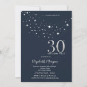Invitation Étoiles Blanches Simples Fête d'Anniversaire 30 an (Devant)