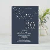 Invitation Étoiles Blanches Simples Fête d'Anniversaire 30 an (Debout devant)