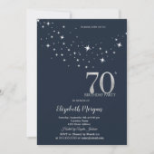 Invitation Étoiles Blanches Simples Fête d'Anniversaire 70 an (Devant)