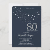 Invitation Étoiles Blanches Simples Fête d'Anniversaire 75 an (Devant)